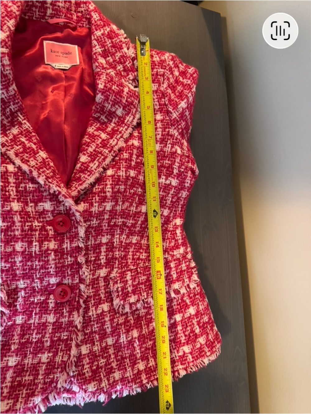 Kate Spade Pink and White Tweed Blazer - Picture 6 of 9